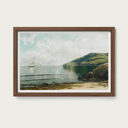 Coastal Seascape Sailboat Bay Oil Painting Art Print