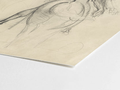 Equestrian Horse and Rider Sketch Art Print