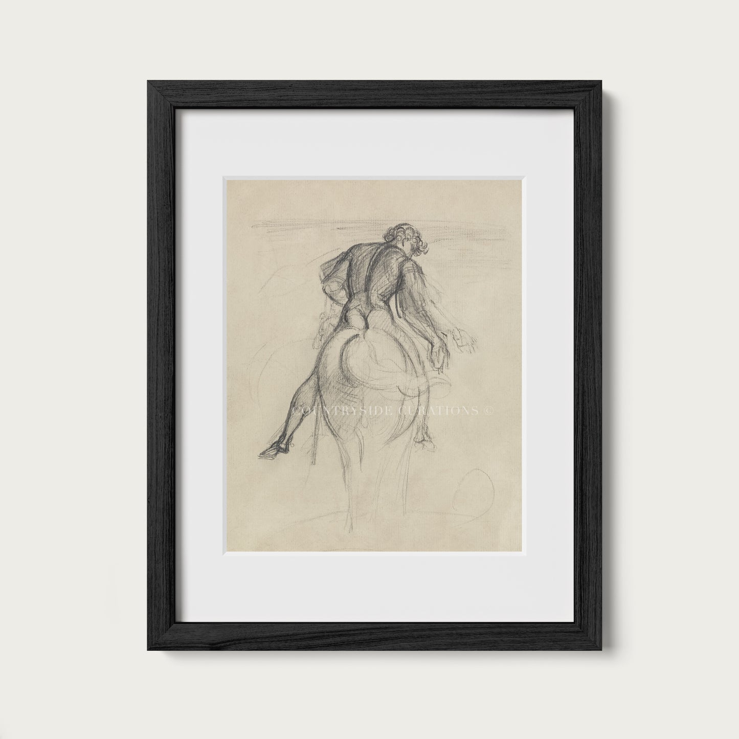 Equestrian Horse and Rider Sketch Art Print