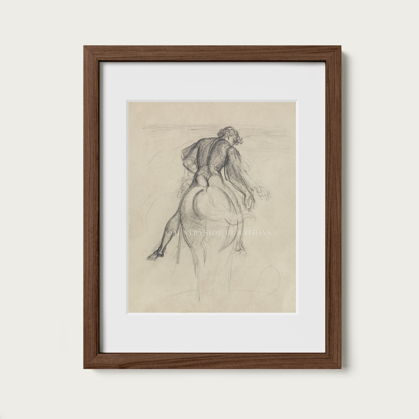 Equestrian Horse and Rider Sketch Art Print