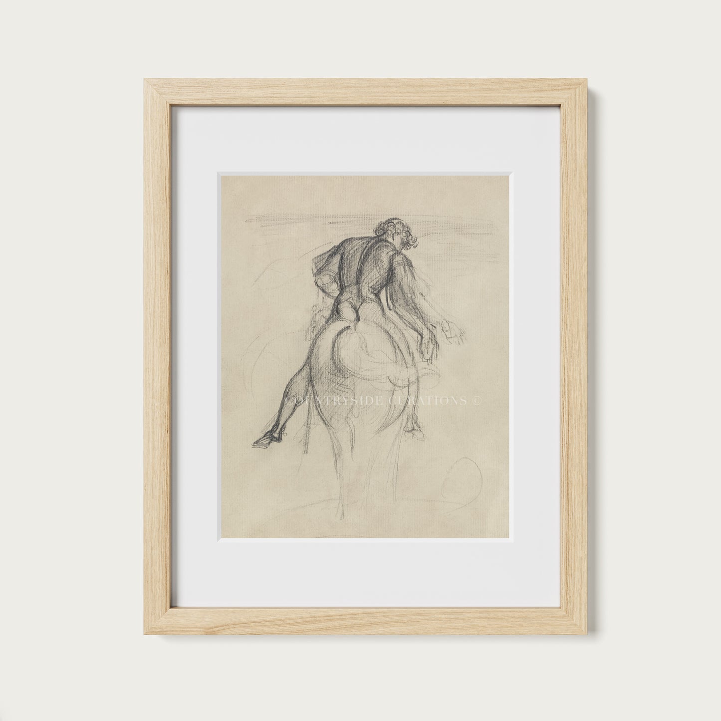 Equestrian Horse and Rider Sketch Art Print