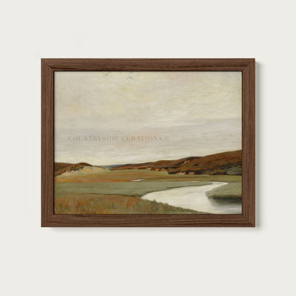 Western Landscape Oil Painting Print Winding River Plains