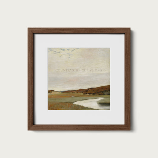 Western Landscape Oil Painting Print Winding River Plains