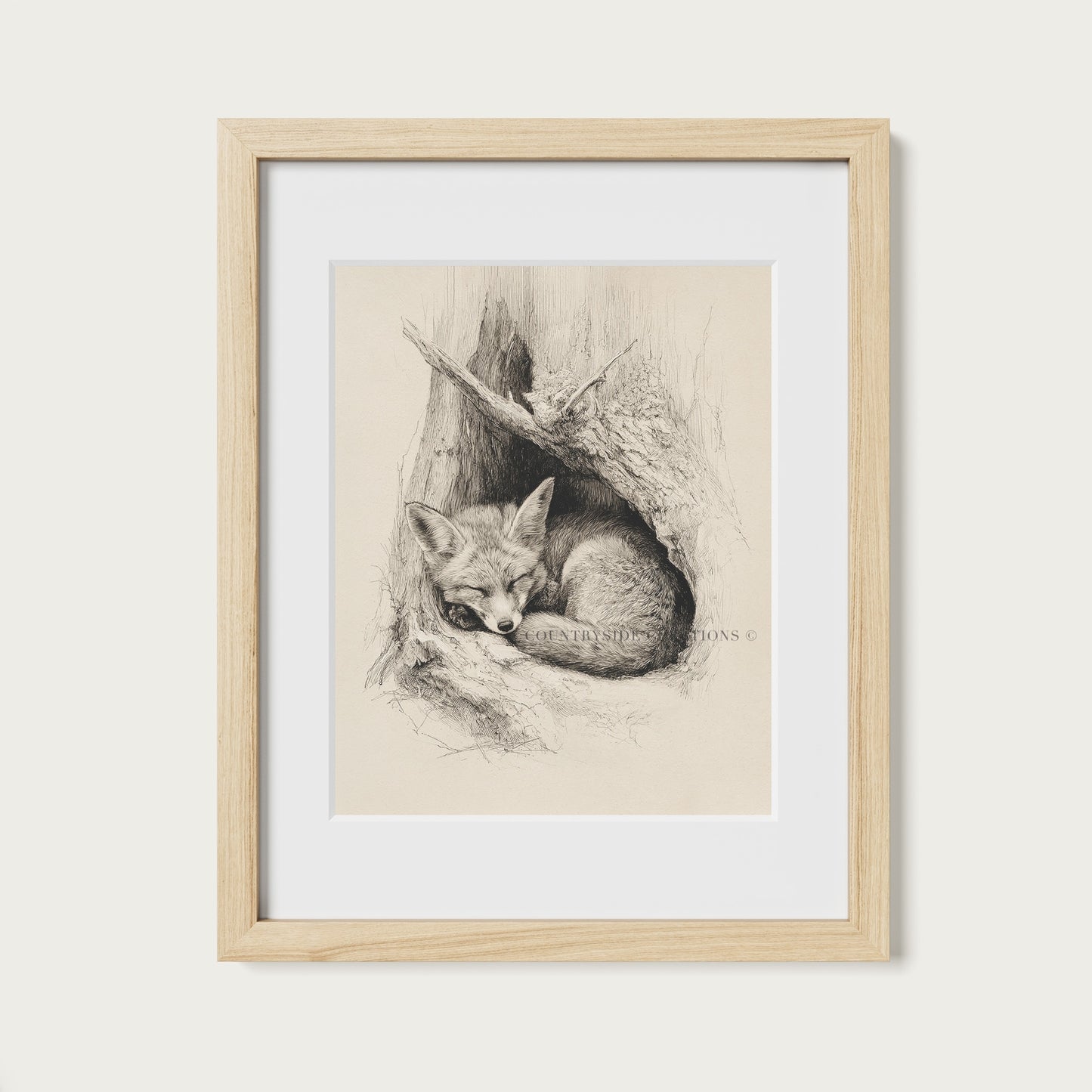 Fox Sketch Wall Art Sleeping Woodland Burrow Print