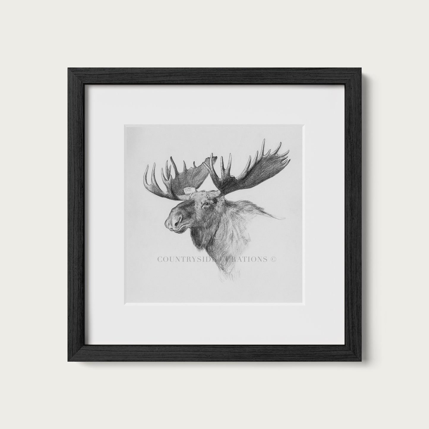 Moose Wall Art Print Detailed Antler Wildlife Sketch