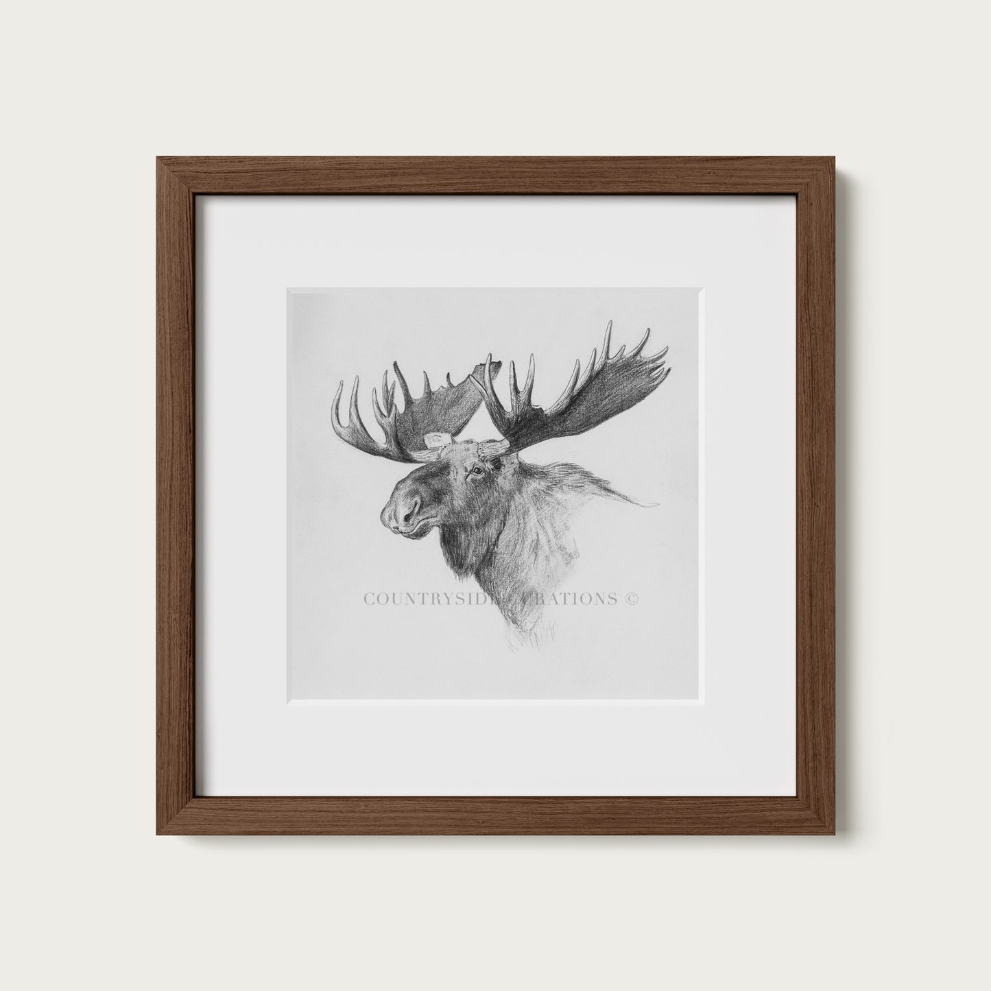 Moose Wall Art Print Detailed Antler Wildlife Sketch