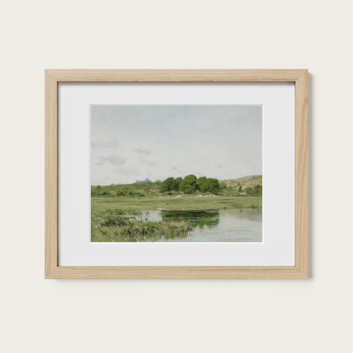 Farmhouse Countryside Pond Landscape Oil Painting Print