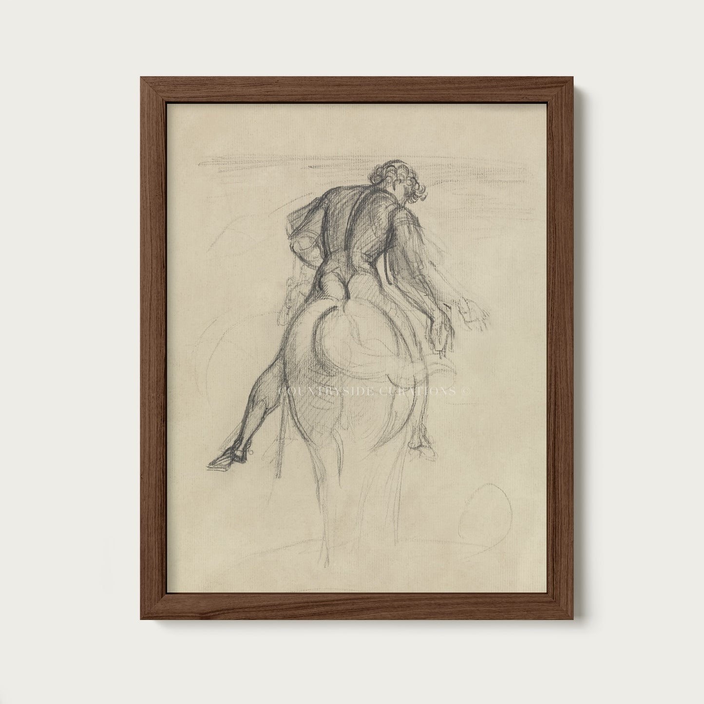 Equestrian Horse and Rider Sketch Art Print