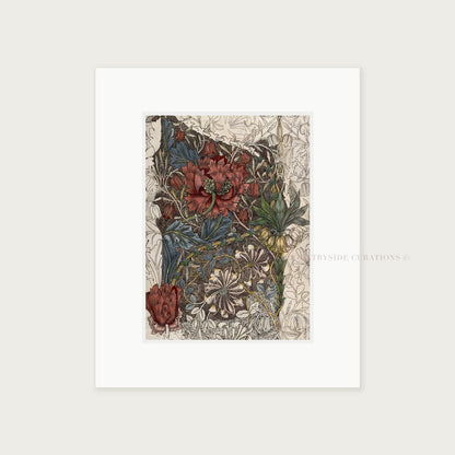 Vintage Botanical Wall Art Print Burgundy Floral Study