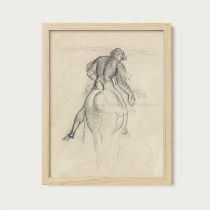 Equestrian Horse and Rider Sketch Art Print