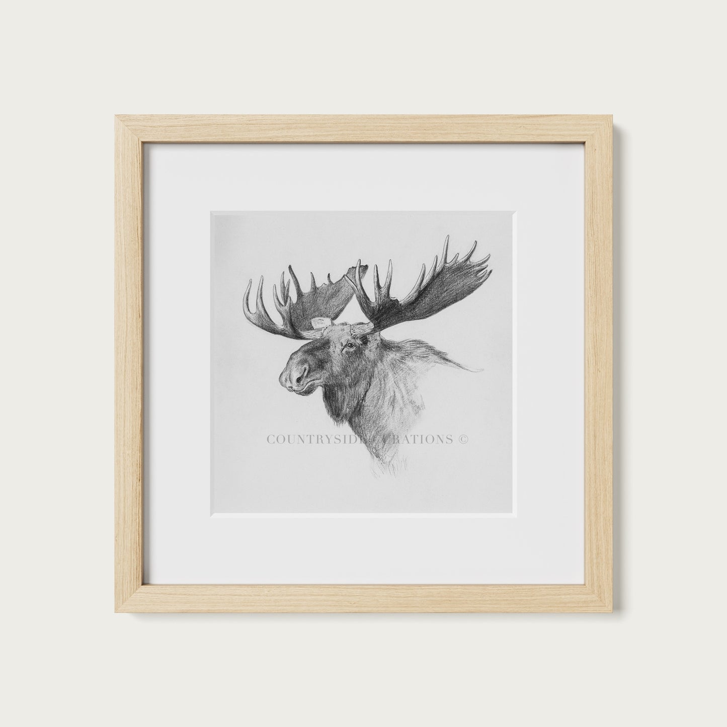 Moose Wall Art Print Detailed Antler Wildlife Sketch